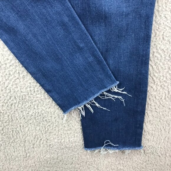 PAIGE Womens Size 27 Skyline Skinny Distressed Raw Hem Stretch Denim Jeans - Picture 7 of 16